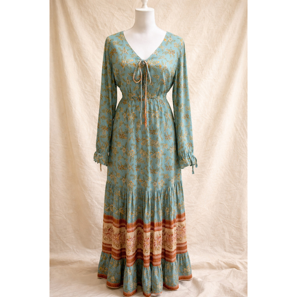 Unbranded Boho Romantic Maxi Dress XL Floral Cottagecore Prairie Tiered Flowy